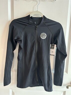 Rip Curl Black Womens Long-Sleeve Zip Front Rash Guard